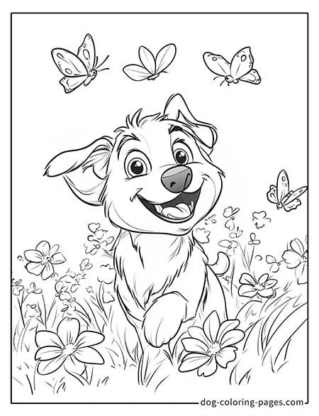 Happy smiling realistic dog coloring pages 07