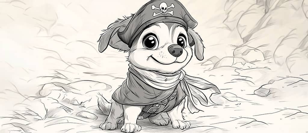 Pagina da colorare di Dog Pals cane vestito con un costume da pirata 002