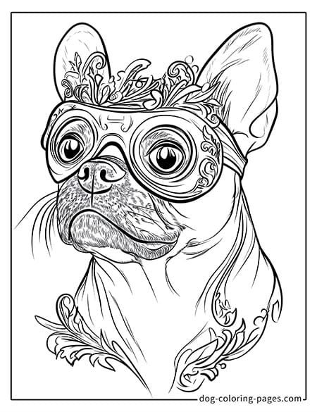 Pug Coloring Page - wearing a mask-06