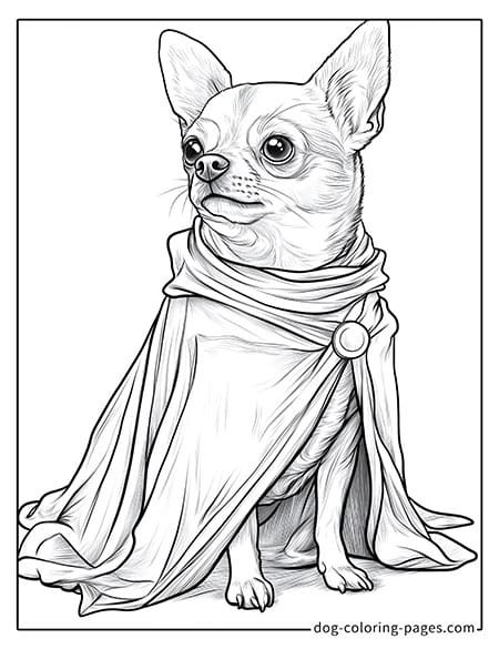 chihuahua dog coloring pages with a cape 04