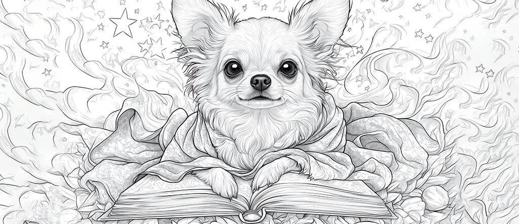 chihuahua dog coloring pages reading a book-12