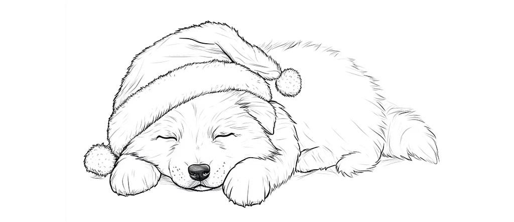 Sleeping christmas coloring pages dogs 13