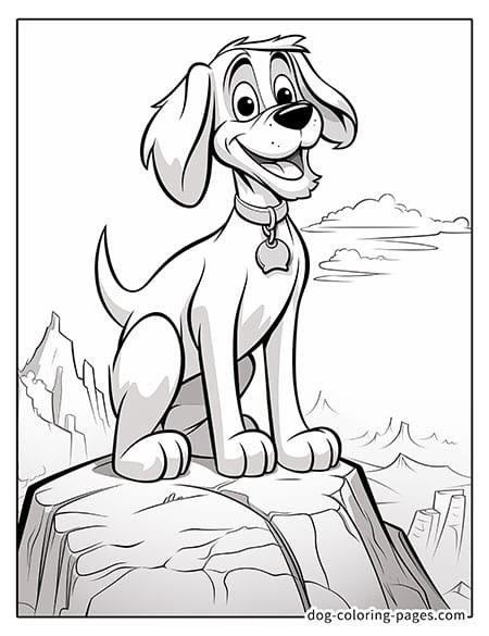 clifford the big red dog coloring pages sitting on a cliff-04