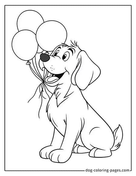 clifford the big red dog coloring pages with colorful balloons-12