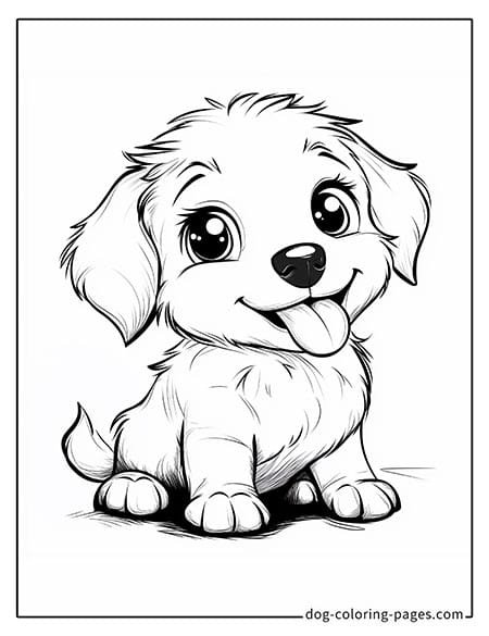 Cute puppy dog coloring page - Puppy sitting on the ground-02