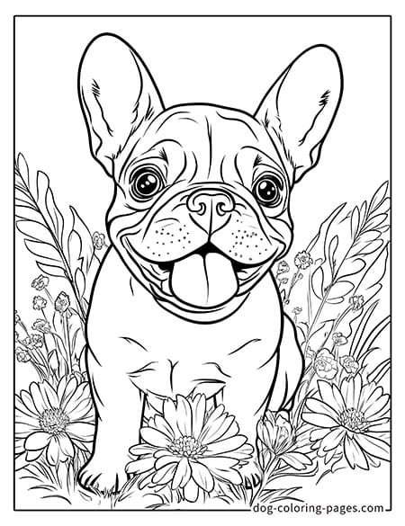 Cute puppy dog coloring page - Puppy in grass-06