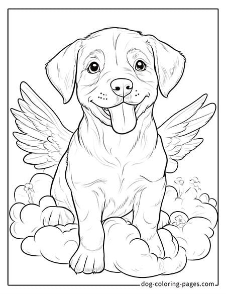 Cute puppy dog coloring page - Puppy with angel wings-09