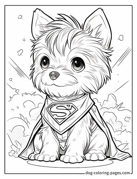 Cute puppy dog coloring page - Puppy in superhero costume-10