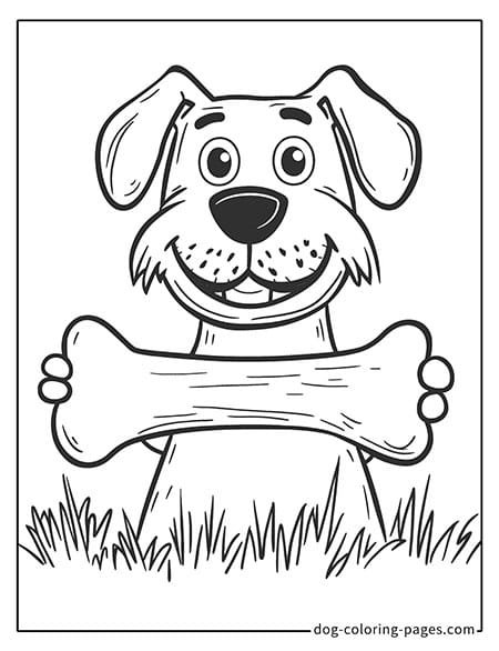 Grass and dog bone coloring page 02