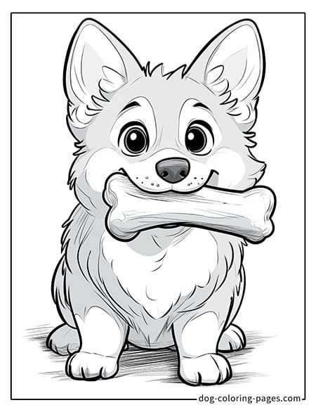 dog bone coloring page-holding in its mouth 07