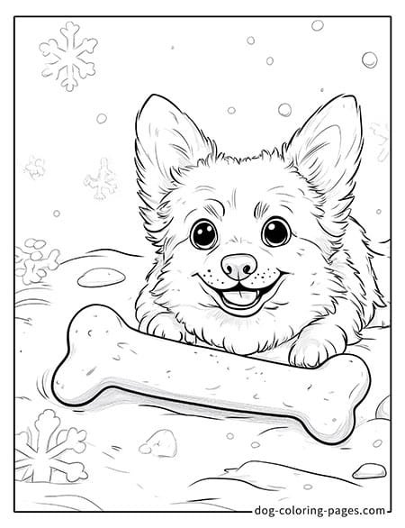 Simple dog bone coloring page 12