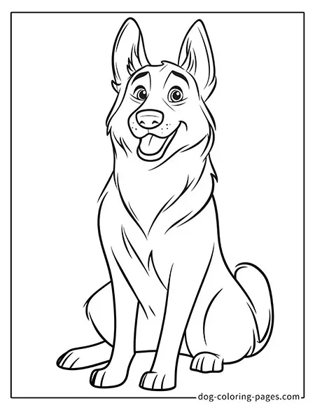 german shepherd dog coloring pages sitting on the ground-01