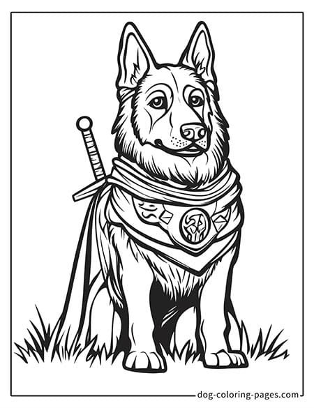 german shepherd dog coloring pages - wearing a cape 11