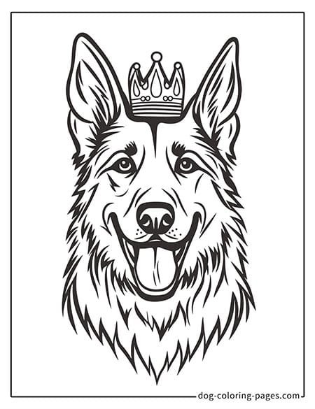 german shepherd dog coloring pages wearing a crown-12