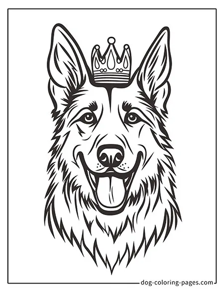 german shepherd dog coloring pages wearing a crown-12