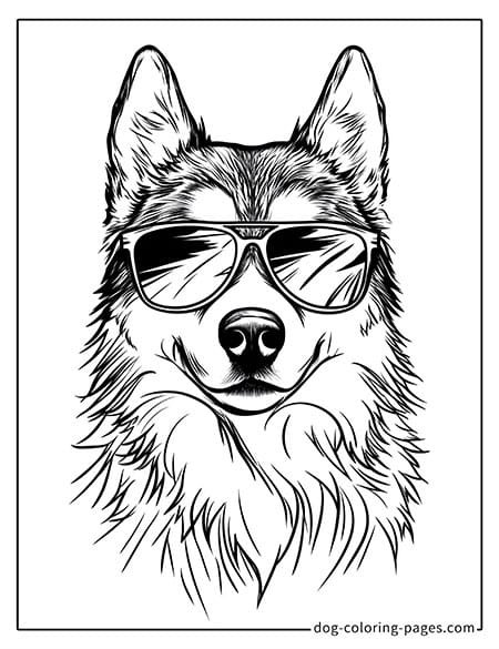 Happy husky dog coloring pages-03