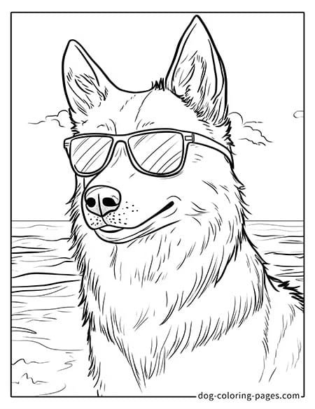 Disegni da colorare di cani husky in vacanza-04