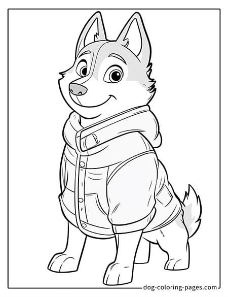 Happy husky dog coloring pages-09