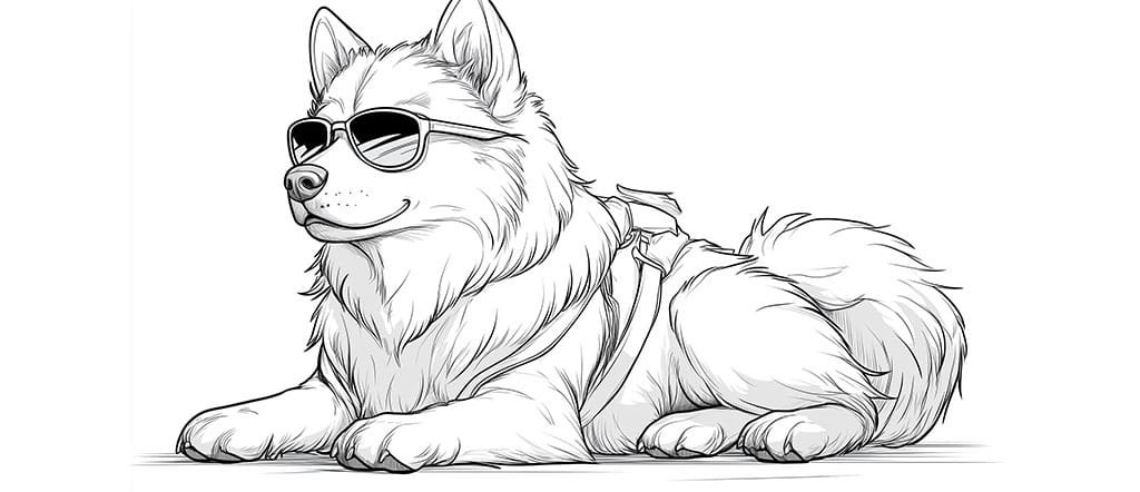 husky dog coloring pages wearing sunglasses-13