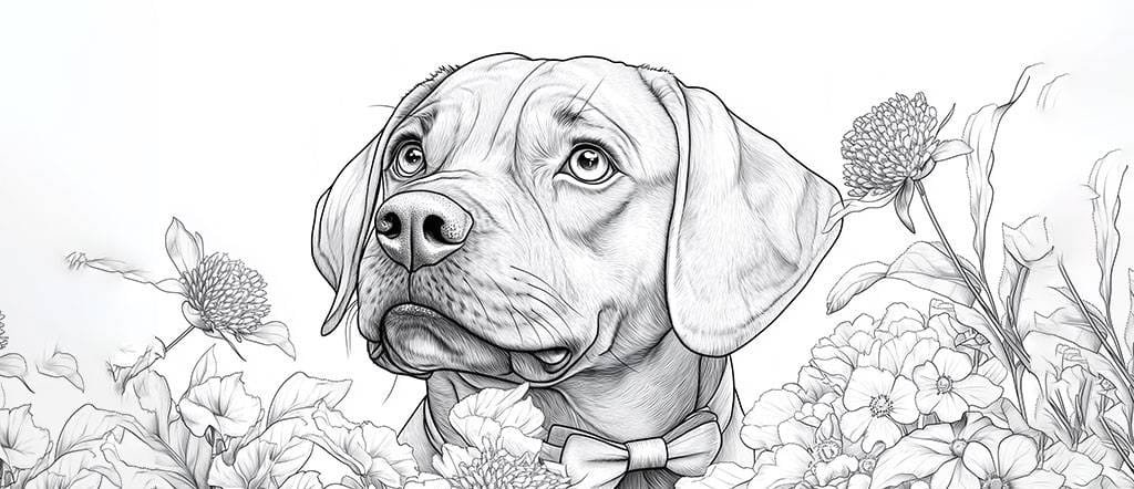 realistic dog coloring pages looking up at the sky-1301