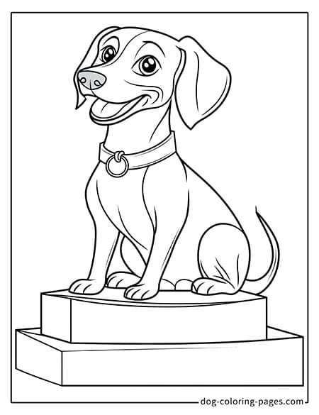 weiner dog coloring page - standing on a podium-03