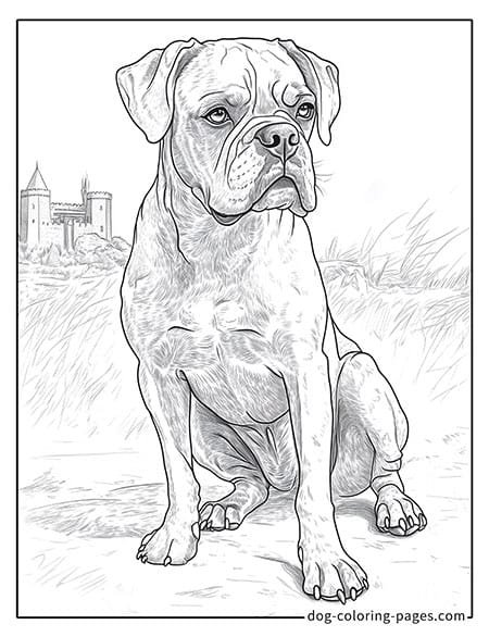 Boxer dog coloring page with a friendly expression 05