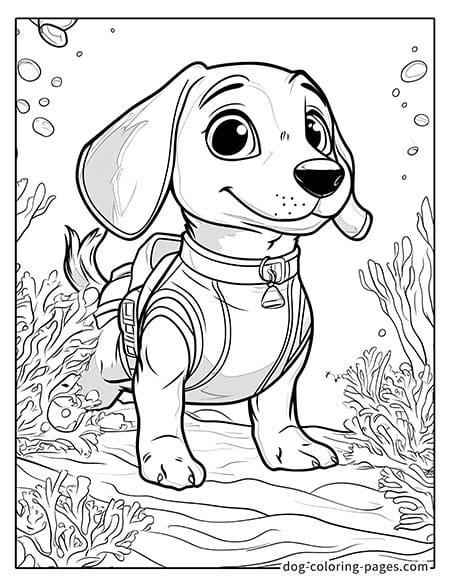 coloring pages of wiener dogs with a backpack 09