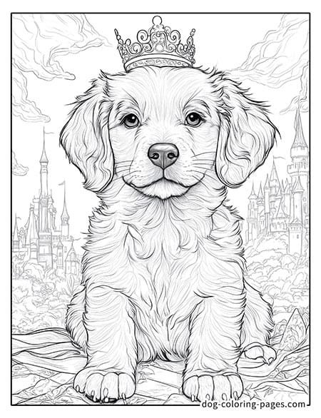 Cute puppy dog coloring page - Puppy in a palace 30