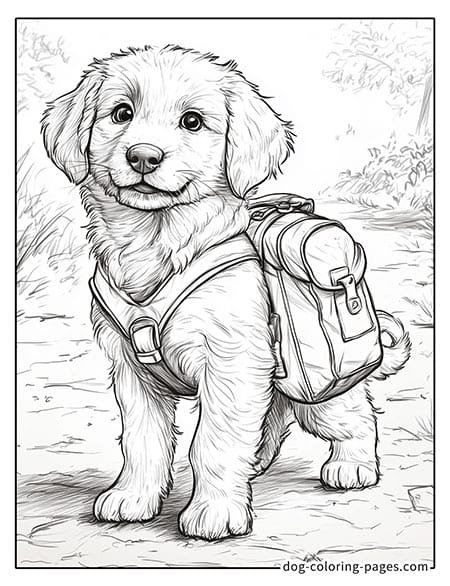 Cute puppy dog coloring page - Puppy on an outdoor adventure 31