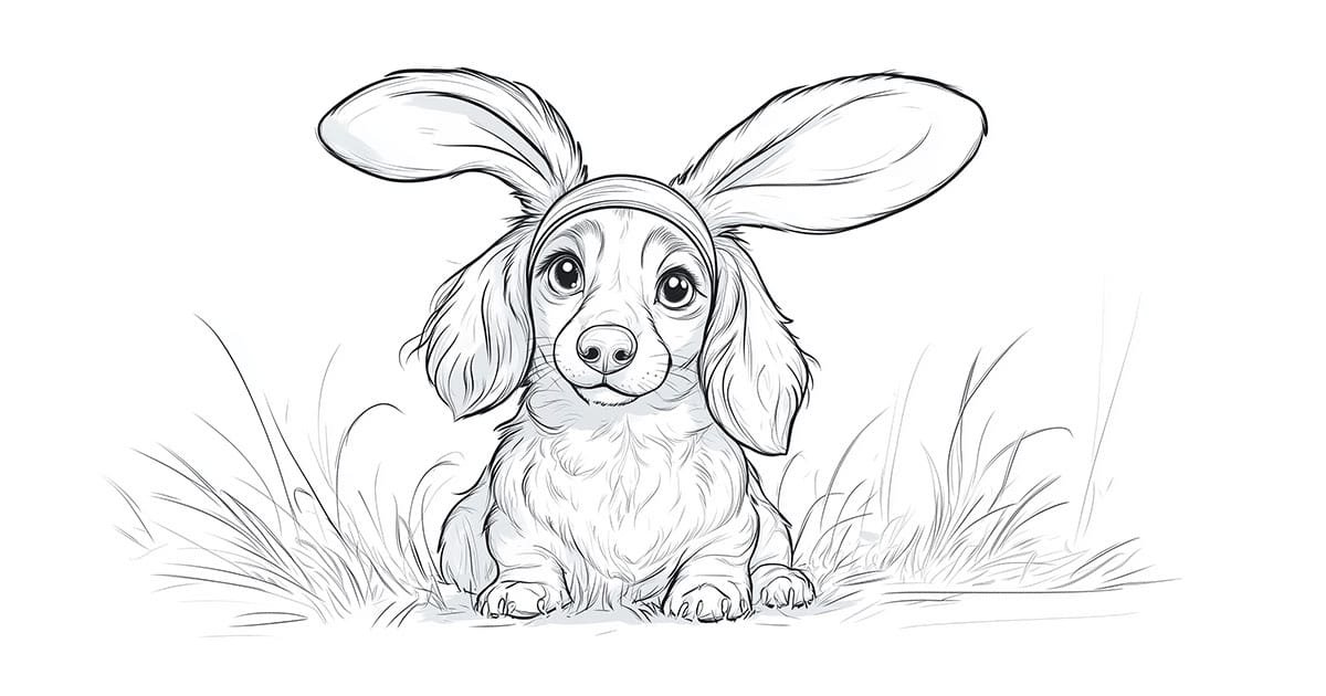 dachshund coloring pages wearing bunny ears headband 1301