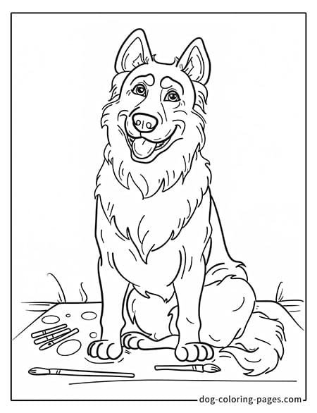 German Shepherd dog coloring page - German Shepherd painting 2001