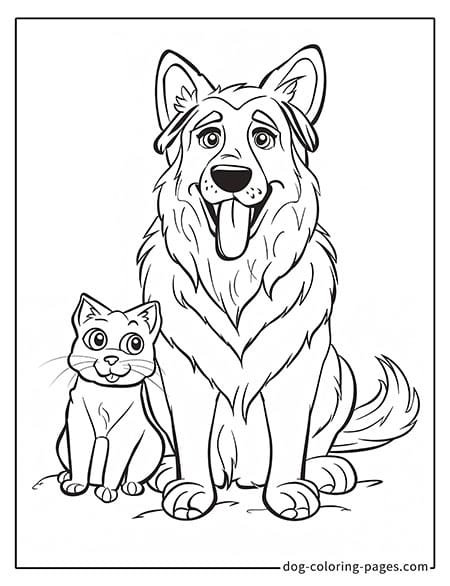 German Shepherd dog coloring page - German Shepherd sitting on the ground 3101