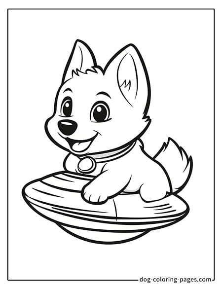 Husky dog coloring page - Husky driving a UFO 14