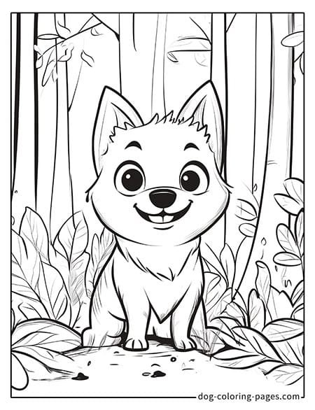 Husky dog coloring page - Husky in the forest 1901