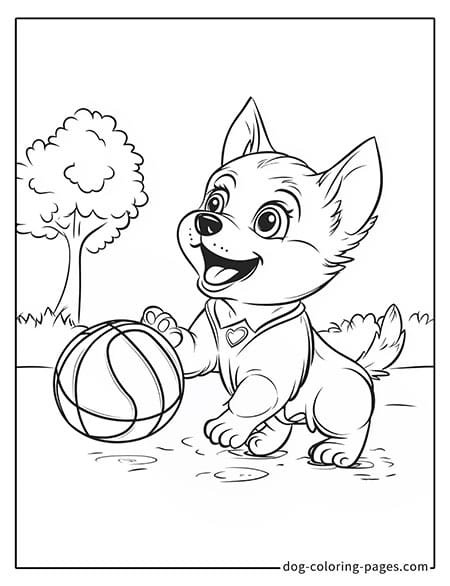 Husky dog coloring page - Husky shooting basketball 3001