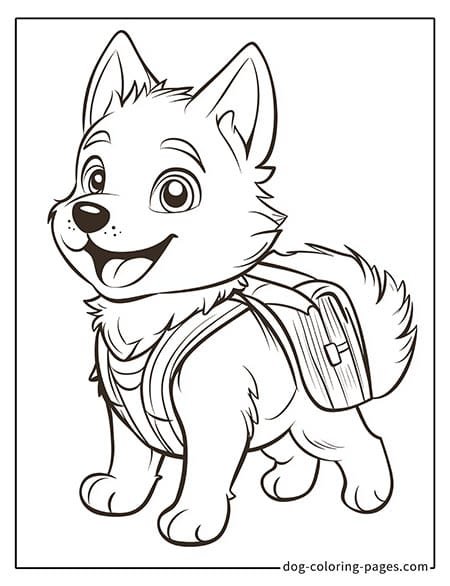 Husky dog coloring page - Happy husky with a joyful expression 4201