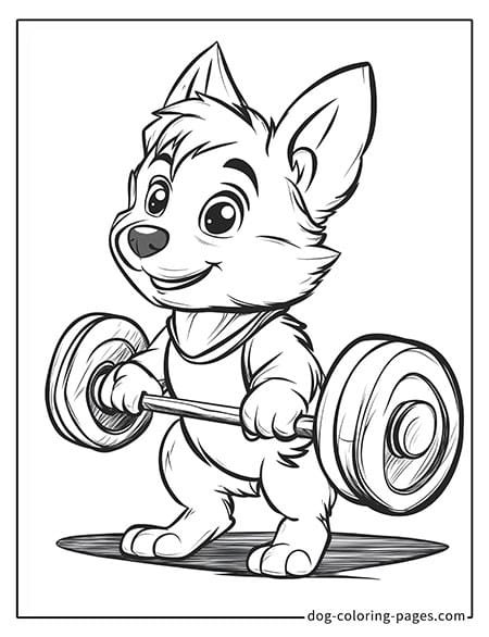 Husky dog coloring page - Husky lifting weights 4801