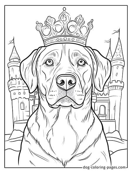 labrador dog coloring pages wearing a crown 1001