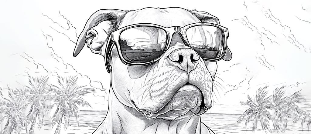 Pitbull dog coloring pages with sunglasses 1301