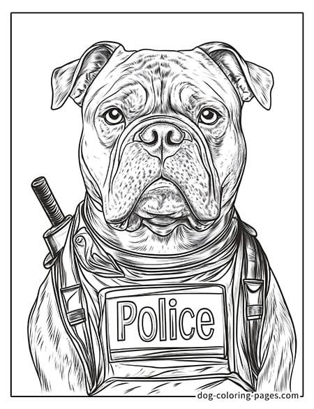 Police dog coloring page gazing into the distance 03