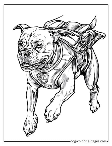 police dog coloring page running energetically 06