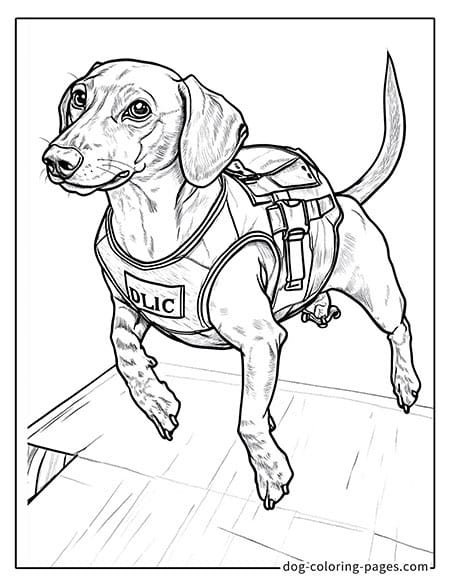 Police dog coloring page jumping in action 09