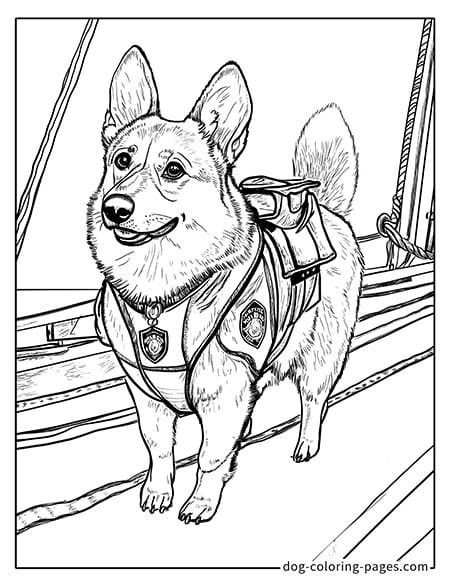 Corgi police dog coloring page 10