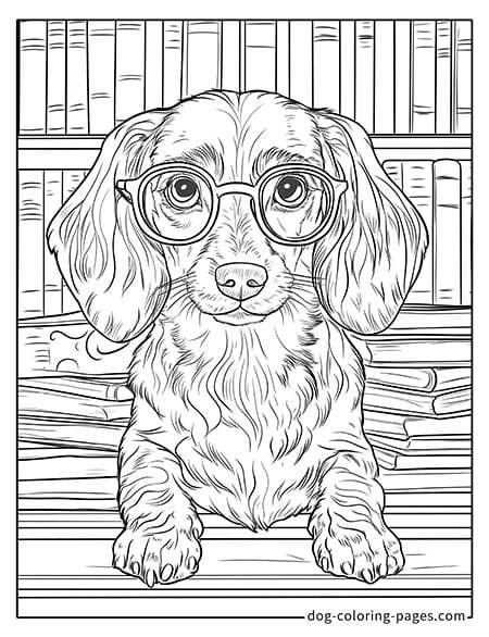 dachshund Coloring Pages wearing glasses