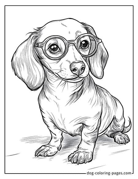 Dachshund Coloring Pages crouching on the ground