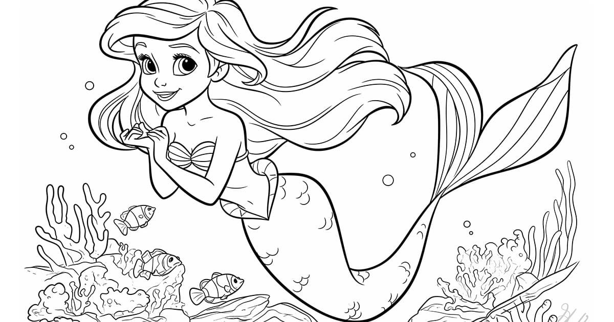 Ariel coloring pages under the sea 11101