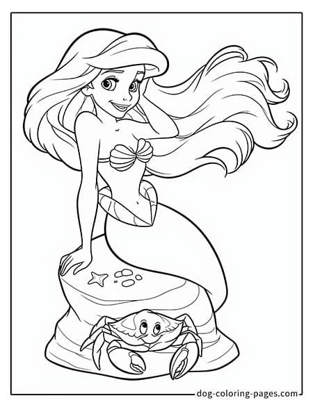 Ariel coloring pages sitting on a rock 1201