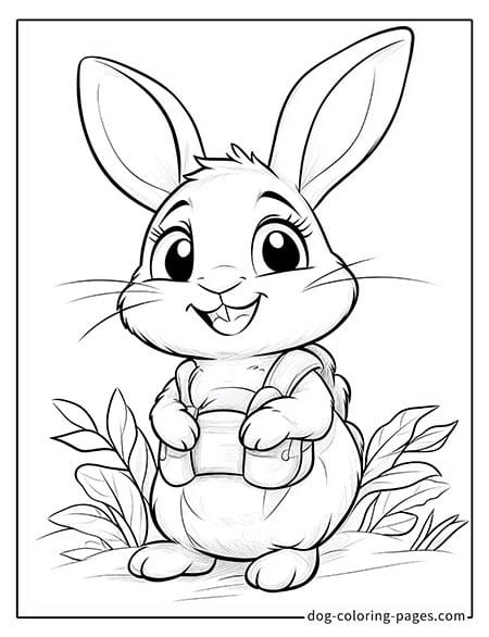 Bunny Coloring Page - Bunny with a Backpack 1101