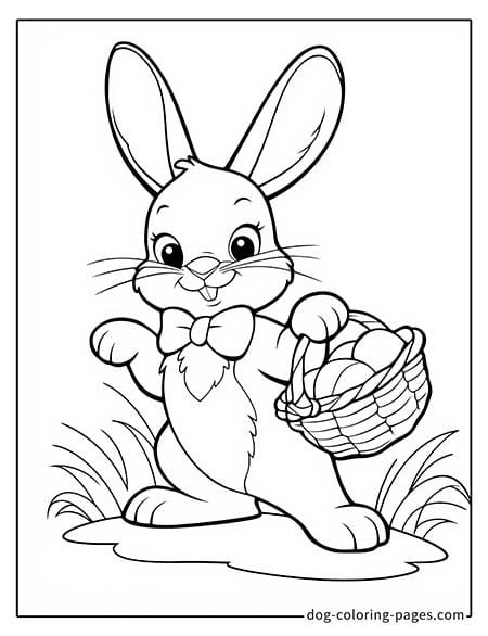 Bunny Coloring Page - Bunny with a Bow 1601