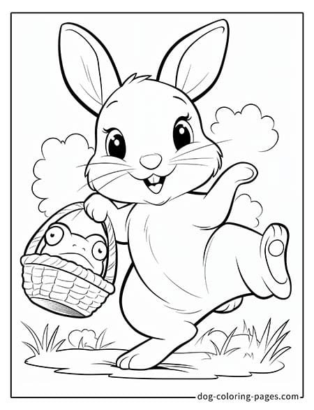 Bunny coloring page of a bunny playing with a frog 3401